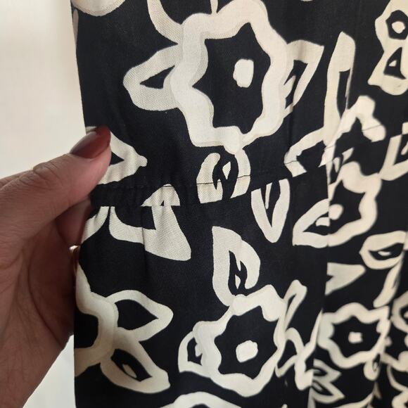 Vtg Contrast Floral Shirt Dress Retro Doodle Moody Rockbilly Emo Quirky 18 USA - Picture 3 of 8